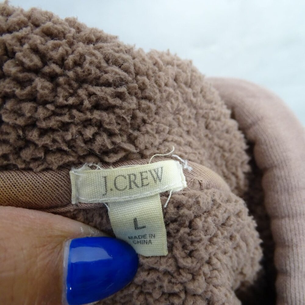 J Crew Brown Dusty Rose Full Zip Hoodie Fleece Lined Jacket Women Size L 29810 - Picture 4 of 9